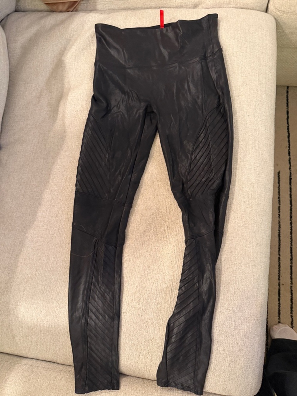 Spanx Black Faux Leather Moto Leggings